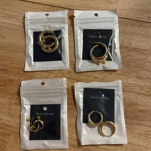 Four pairs of multi-size gold hoops